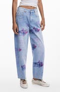 Desigual Print Boyfriend Barrel Leg Jeans