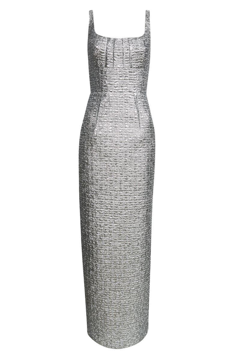 Emilia Wickstead Sharon Metallic Seersucker Evening Dress, Alternate, color, 