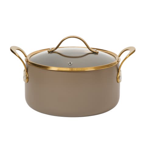 6 Quart Heavy Duty Aluminum Premium PFA Free Ceramic Nonstick Dutch Oven Pot with Lid