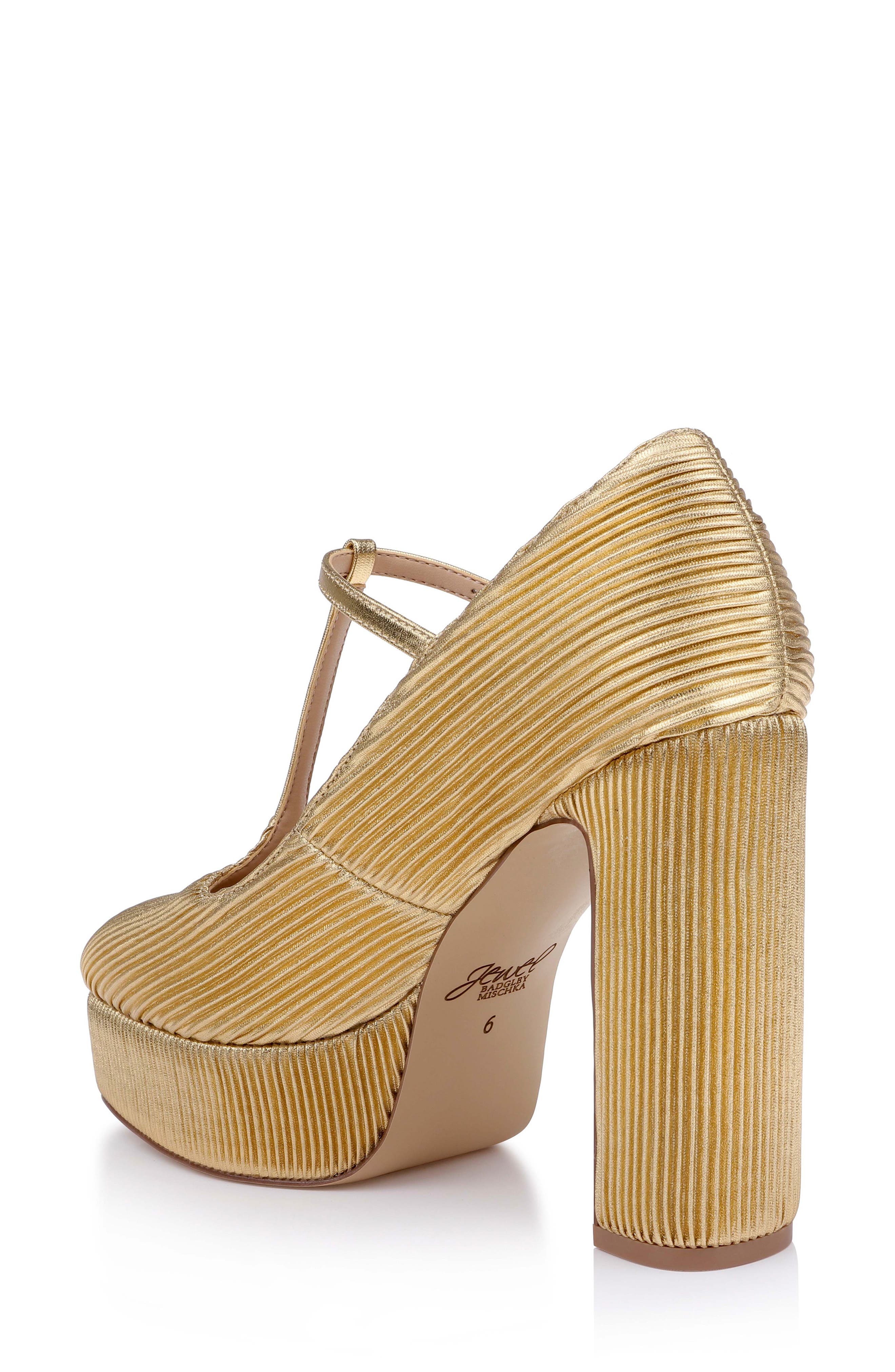 Banks T-Strap Platform Pump, Alternate, color, GOLD FABRIC