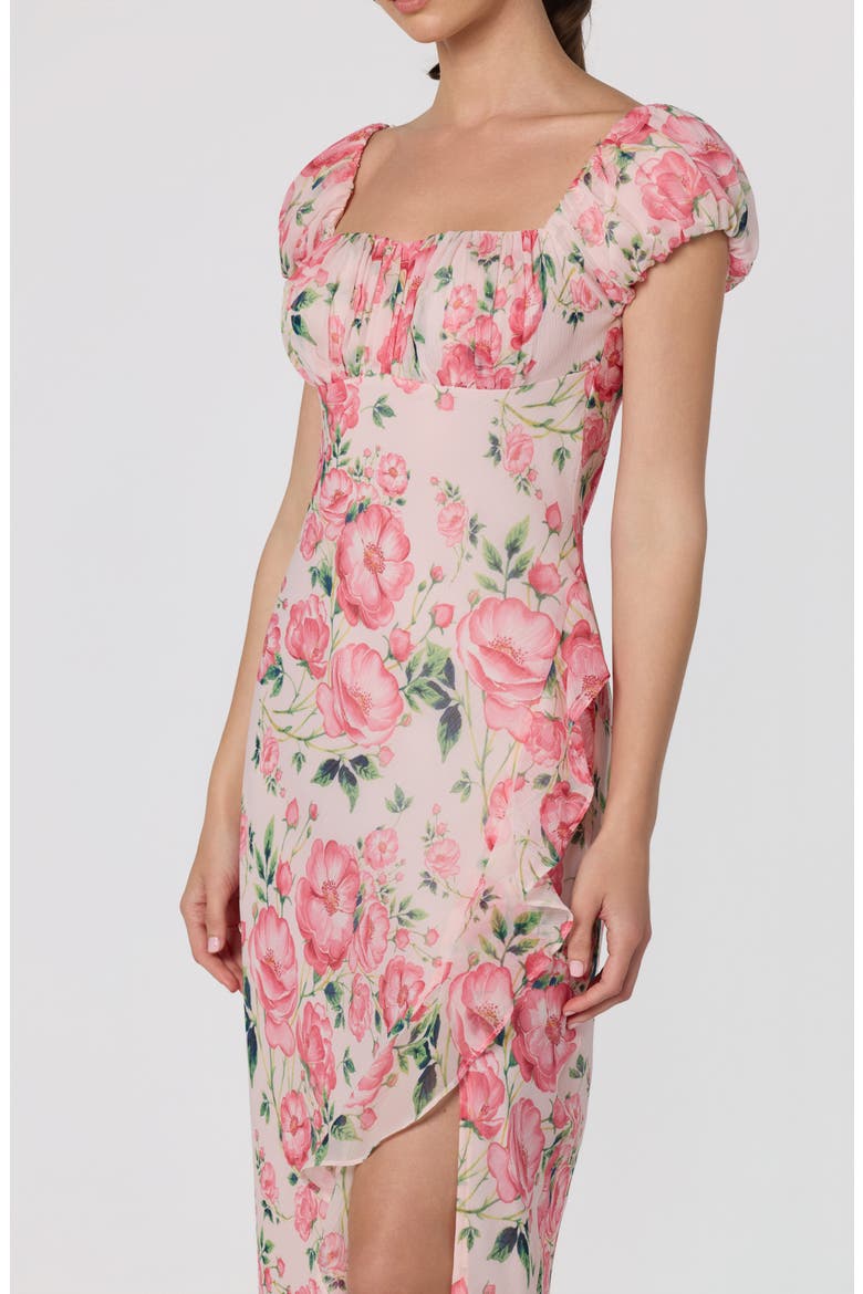 Florence Floral Ruffle Detail Dress, Alternate, color, PINK FLORAL