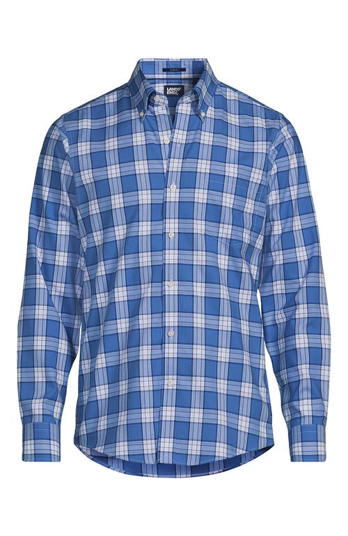 Lands' End Traditional Fit No Iron Twill Shirt In Mariner Blue Plaid