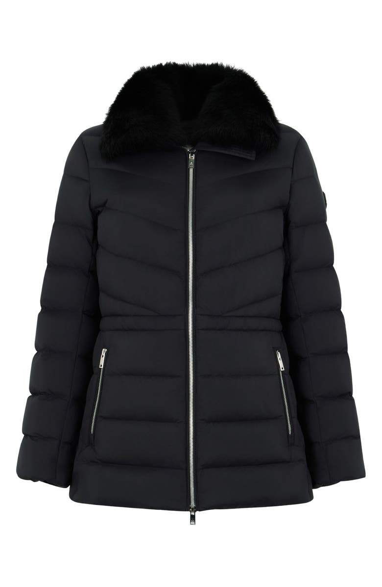 Moose Knuckles Belle Cote Genuine Shearling Collar Water Repellent 800 Fill Power Down Puffer Jacket, Alternate, color, Black