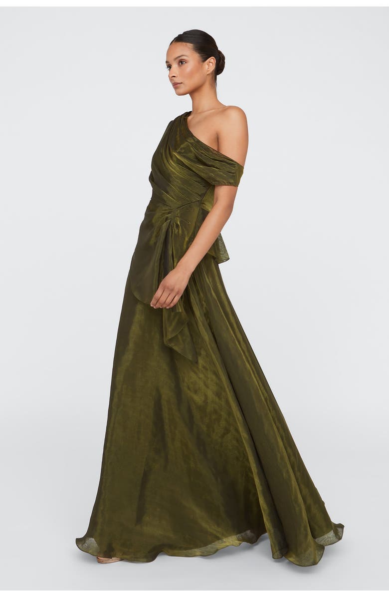 Theia Avalina Organza Lame Gown, Alternate, color, Olive Gold