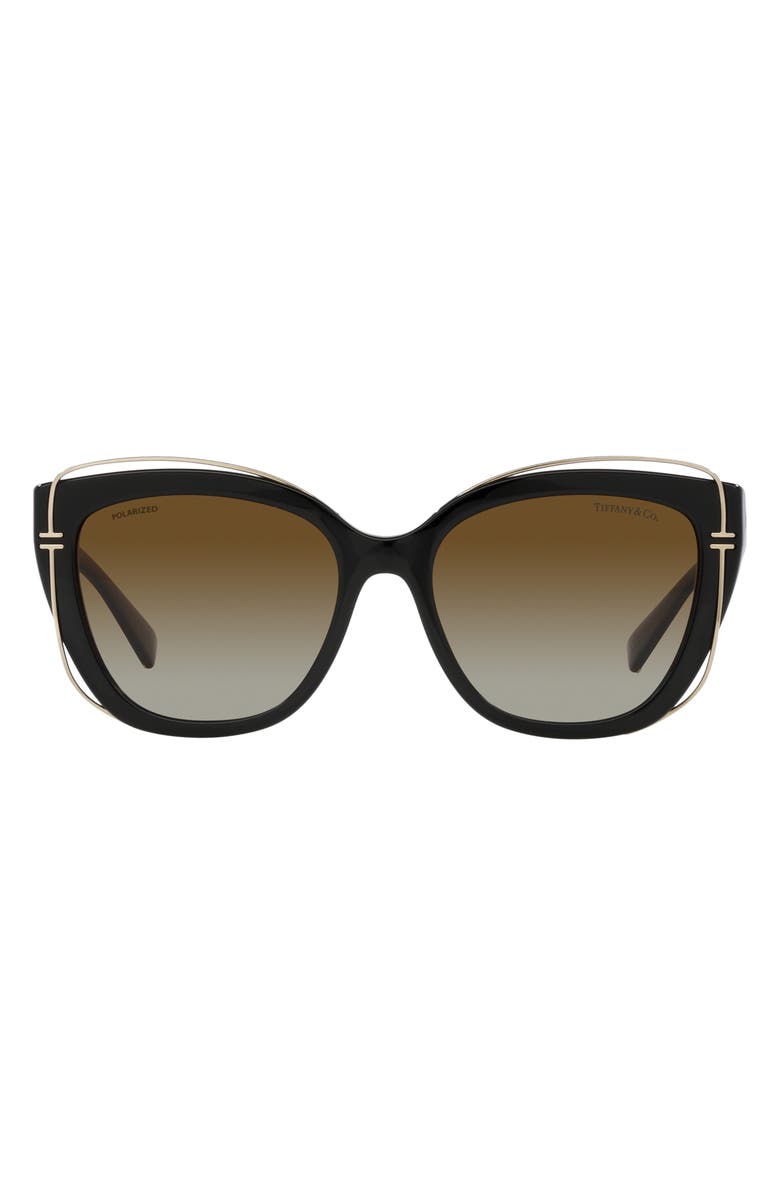 Tiffany & Co. 54mm Gradient Polarized Cat Eye Sunglasses, Main, color, Brown Gradient