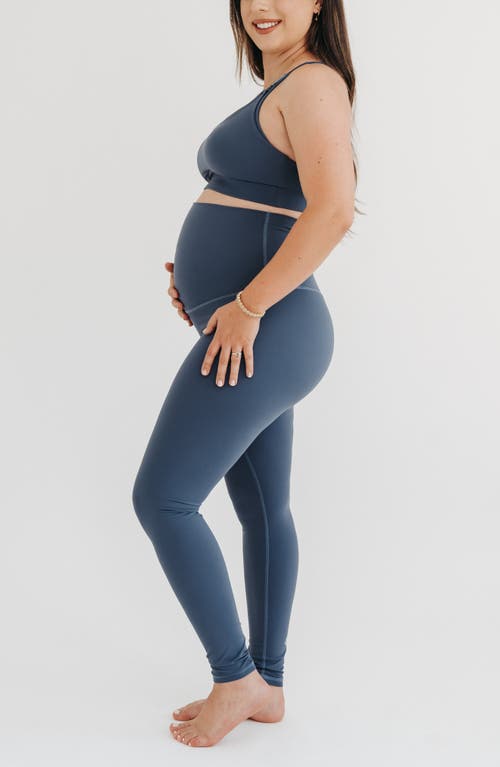 Axk Athletic Maternity Legging With Scrunch Butt Design And Supportive Belly Band In Blue