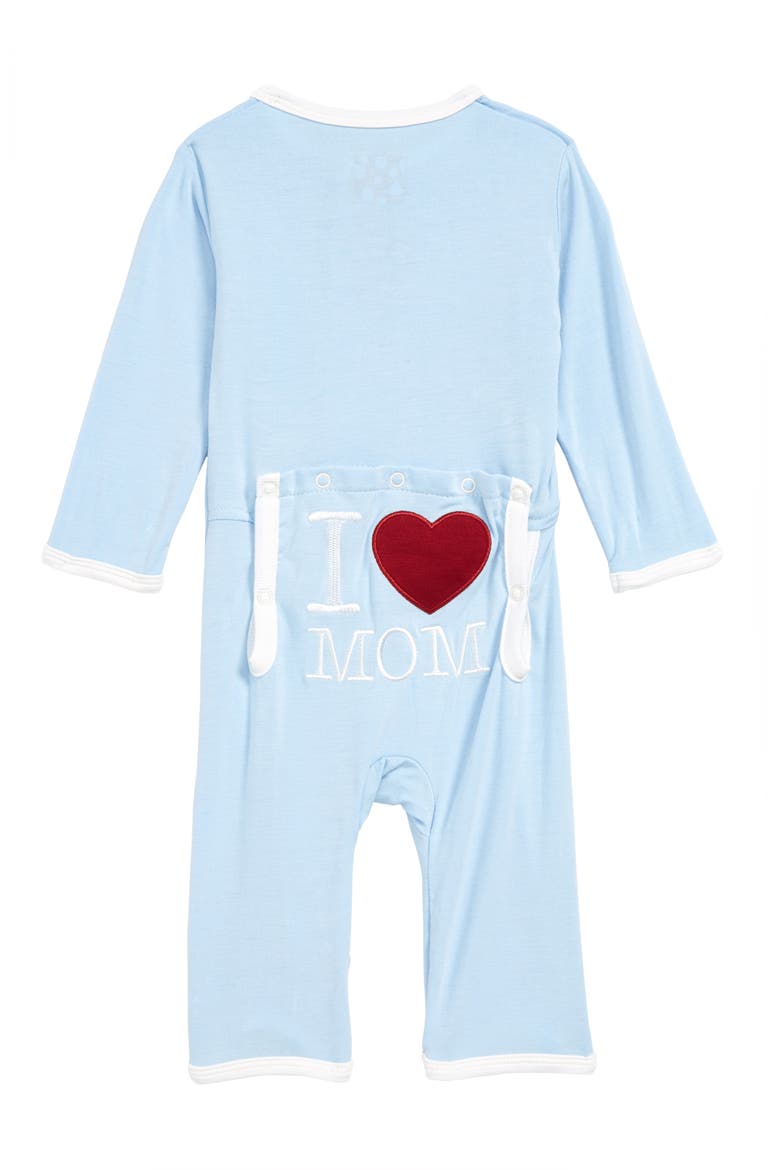 Appliqué Flap Romper, Alternate, color, POND I LOVE MOM