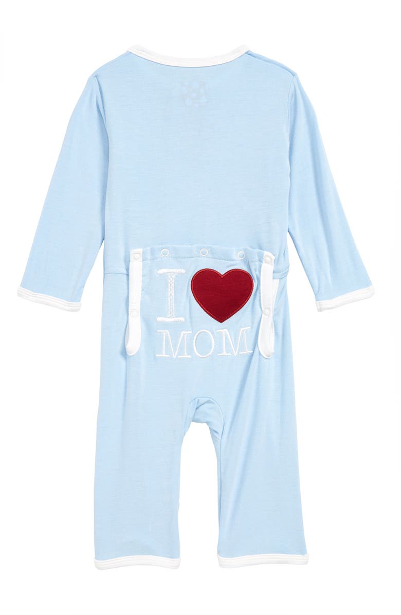 KicKee Pants Appliqué Flap Romper, Alternate, color, Pond I Love Mom