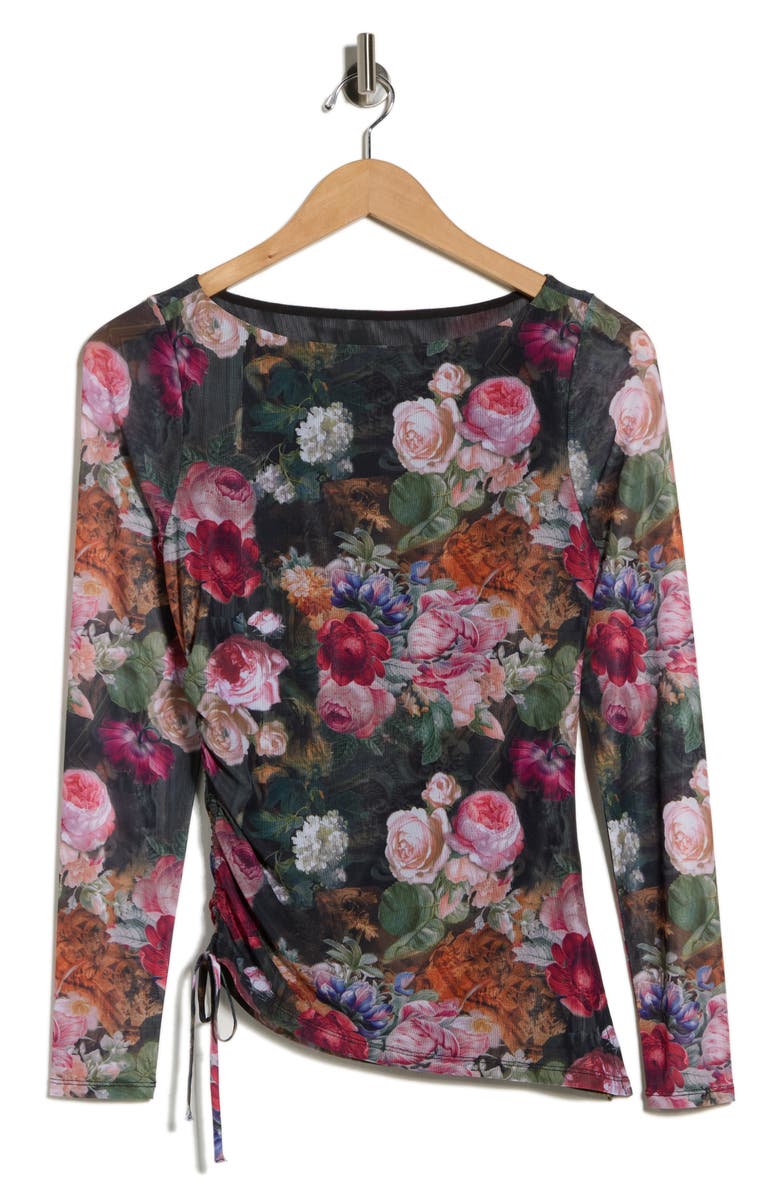 Madden Girl Boat Neck Asymmetrical Ruched Long Sleeve Top, Alternate, color, 