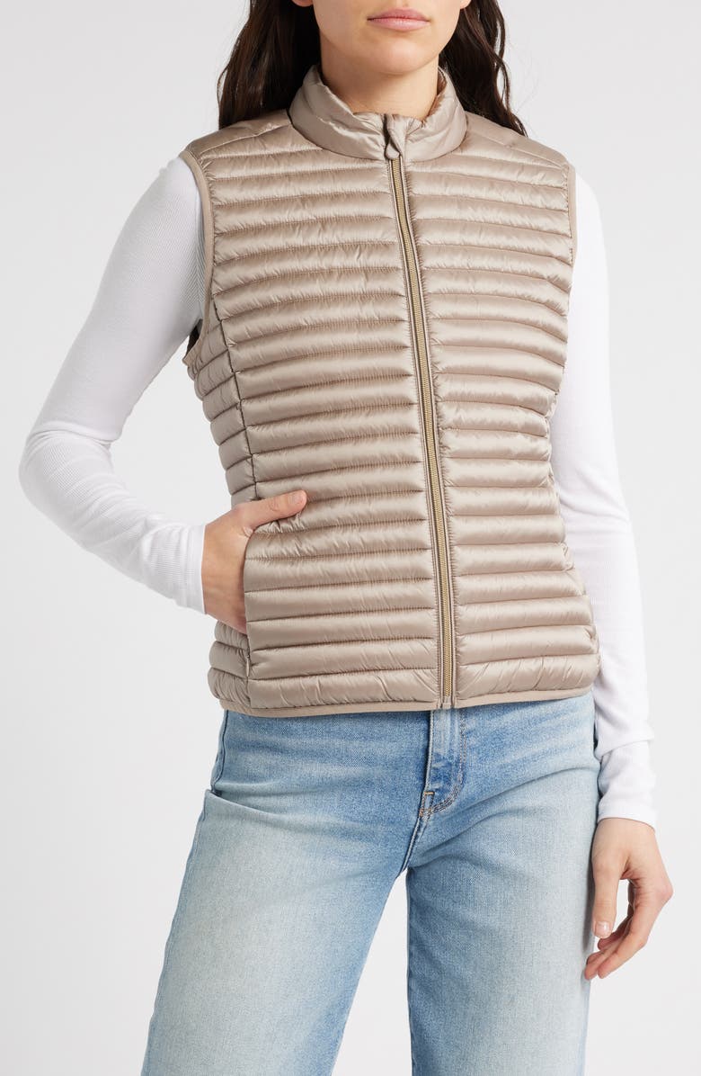 Save The Duck Arabella Water Repellent Quilted Puffer Vest, Main, color, Pearl Grey