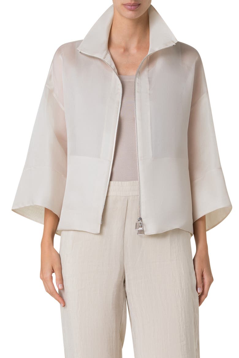 Philia Panama Silk Organza Jacket, Main, color, SAND
