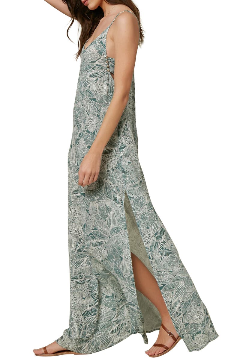 O'Neill Jupiter Leaf Print Maxi Dress, Alternate, color, 