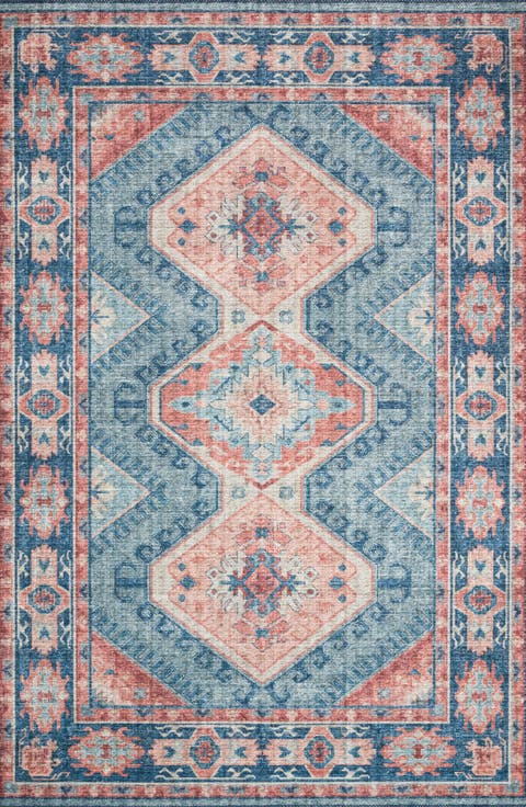 II Rosette Collection Rug - Turquoise/Terracotta - 7'-6" x 9'-6"