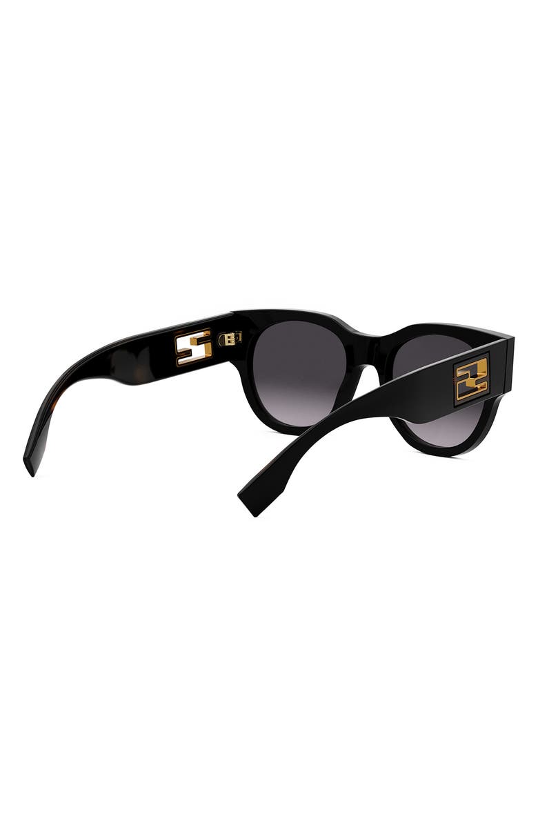 Fendi 'Fendi Baguette 53mm Gradient Round Sunglasses, Alternate, color, Shiny Black / Gradient Smoke