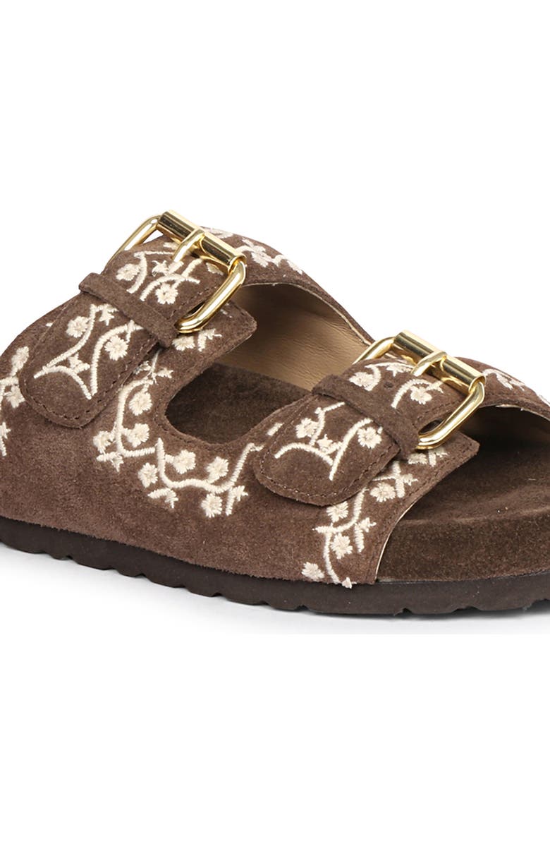 SAINT G Angela Embroidered Slide Sandal, Alternate, color, Chocolate