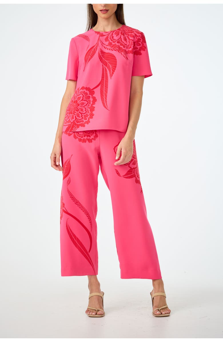 Trina Turk Statue Pull On Cropped Pant, Alternate, color, Rosewater/Reina Red