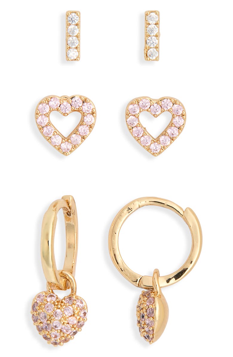 Leith Assorted 3-Pack Earrings Set, Alternate, color, Pink- Gold