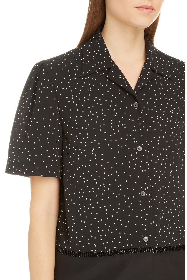 Cabo Dot Lace Inset Shirt, Alternate, color, BLACK