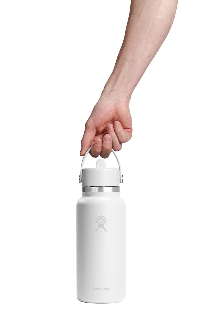 Hydro Flask 32-Ounce Wide Mouth Flex Straw Cap Water Bottle, Alternate, color, White