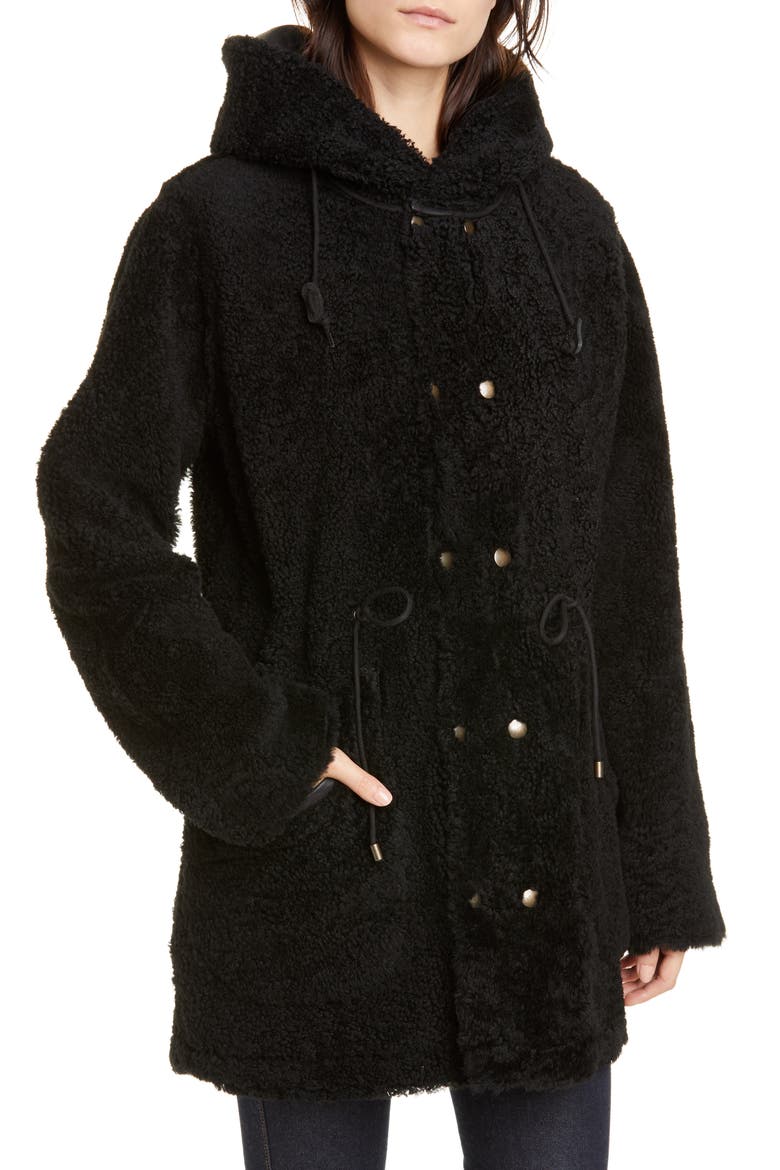 Reversible Genuine Shearling Parka (Nordstrom Exclusive), Alternate, color, BLACK