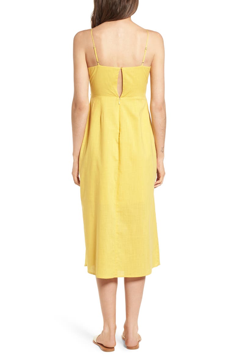 Cutout Midi Dress, Alternate, color, YELLOW SOLID