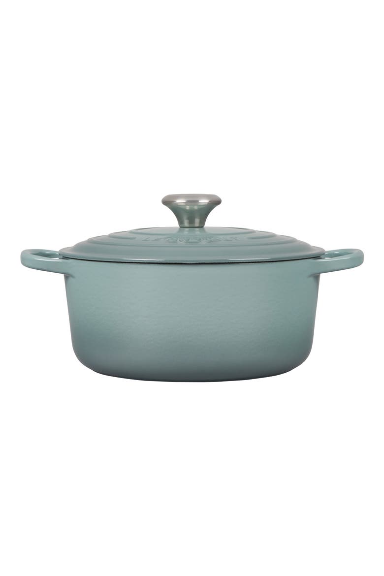 Signature 4.5-Quart Round Enamel Cast Iron Dutch Oven, Alternate, color, SEA SALT