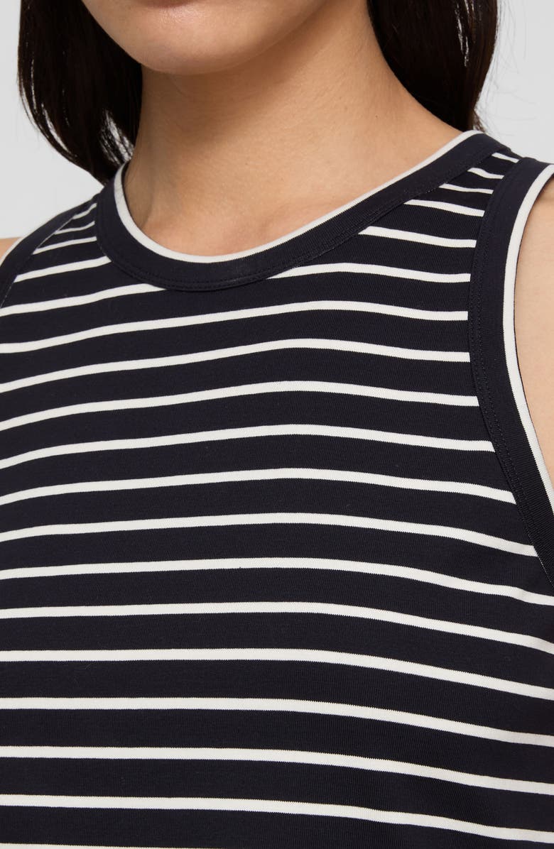 Lafayette 148 New York Stripe Rib Stretch Cotton Racerback Tank, Alternate, color, Ink Multi