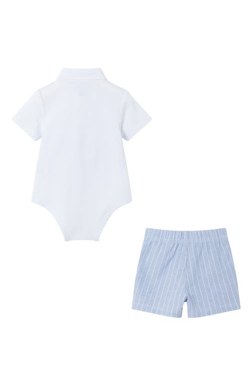 Andy & Evan Vest Bodysuit, Suit Shorts & Bow Tie Set In Chambray