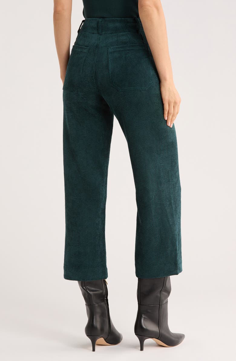T Tahari Wide Leg Cropped Corduroy Pants, Alternate, color, Evening Pine