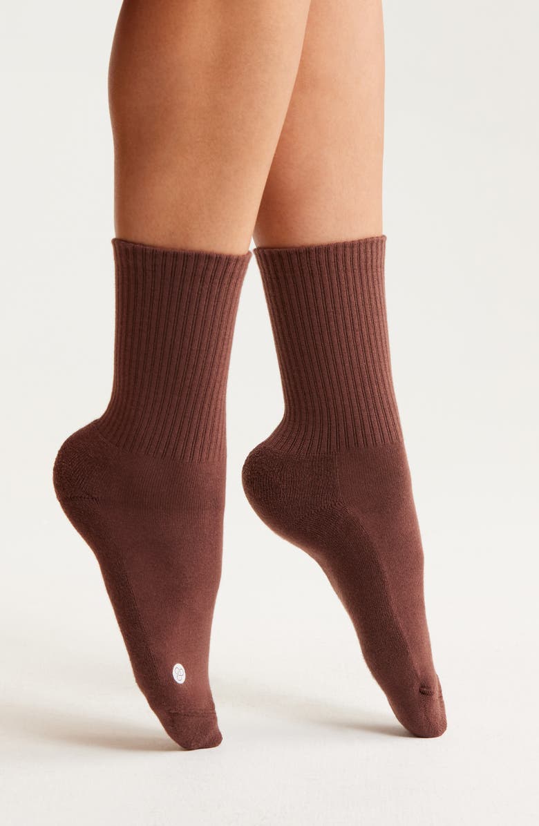 Zella 3-Pack Crew Socks, Alternate, color, Brown Bitter