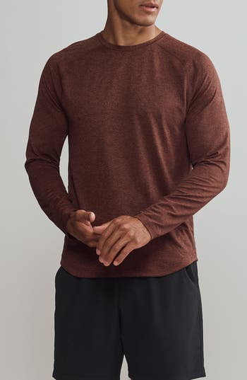 Rhone Atmosphere Long Sleeve Performance T-shirt In Brown