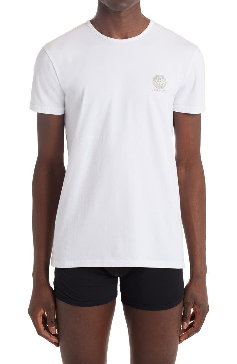 Versace Medusa Head Logo 2-Pack Undershirts, Main, color, White