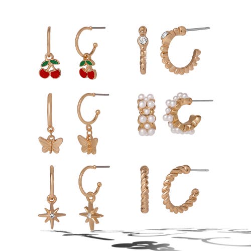Jessica Simpson Gold Pearl Earrings Set In Multi