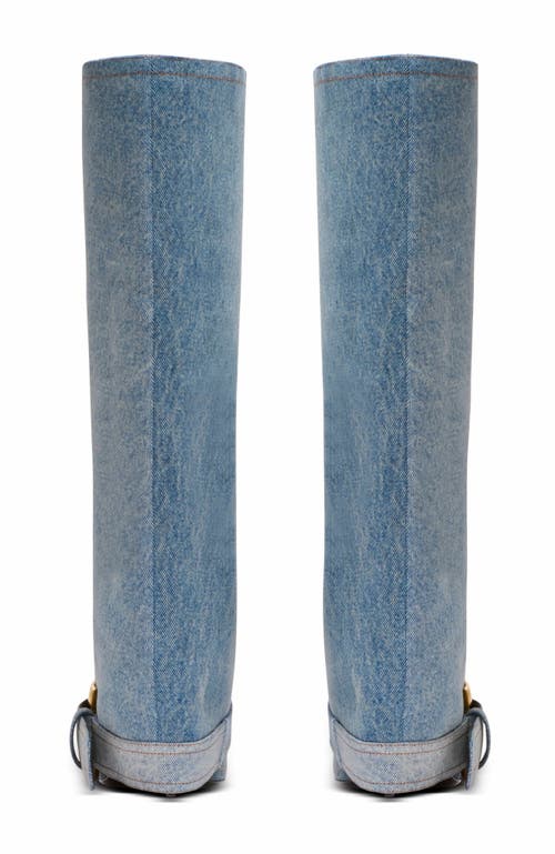 Balmain Anthem Denim Boots In Blue