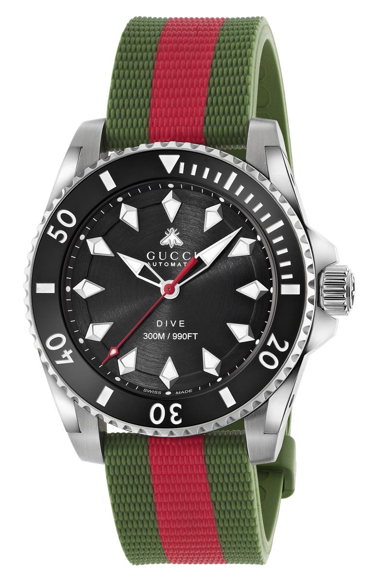 Gucci Dive Rubber Strap Watch, 40mm, Alternate, color,