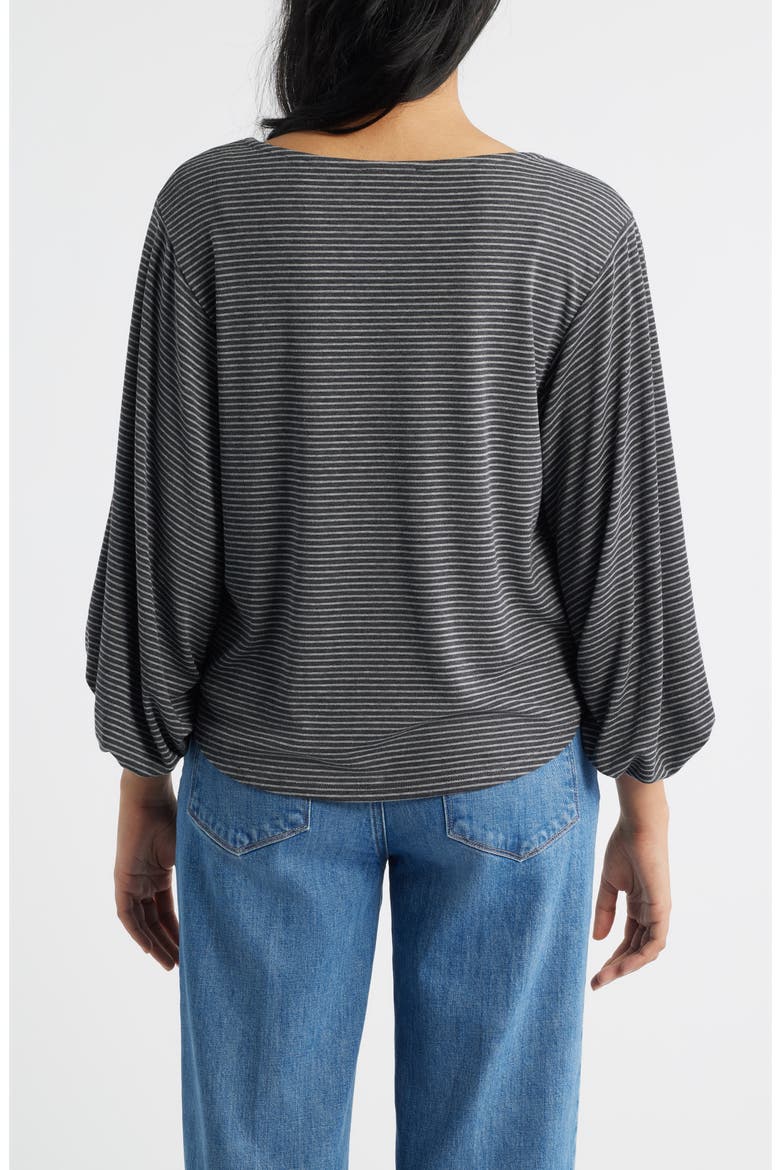 Stripe Balloon Sleeve Knit Top, Alternate, color, HEATHER CHARCOAL