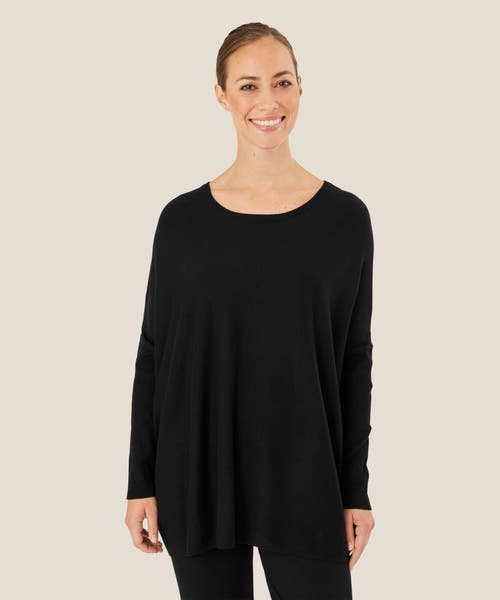 Masai Copenhagen Long Sleeve Round Neck Knit Sweater In Black