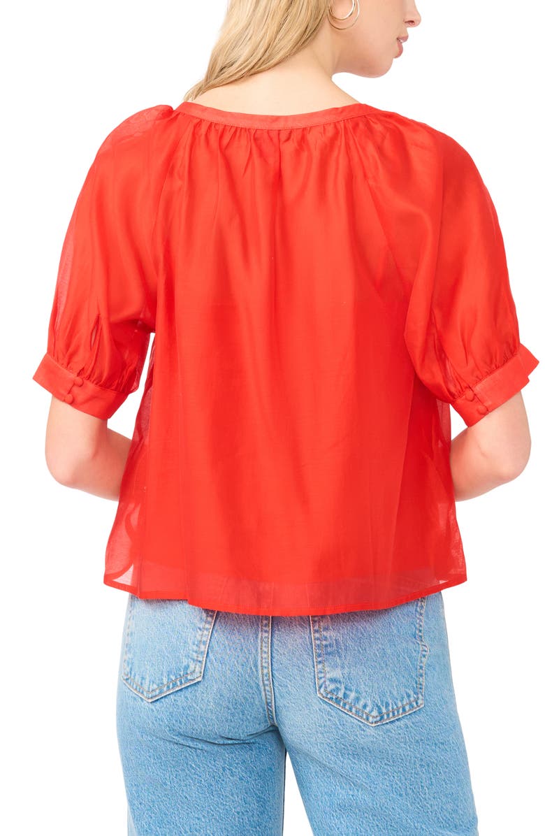 Vince Camuto Puff Sleeve Top, Alternate, color, Lobster Red