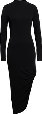 Alexander Wang Twisted Drape Long Sleeve Jersey Dress