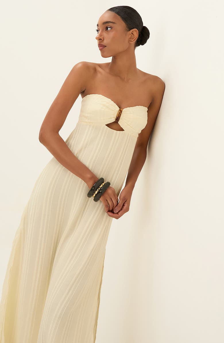 ViX Paula Hermanny Loly Strapless Cotton Blend Maxi Cover-Up Sundress, Alternate, color, Ivory