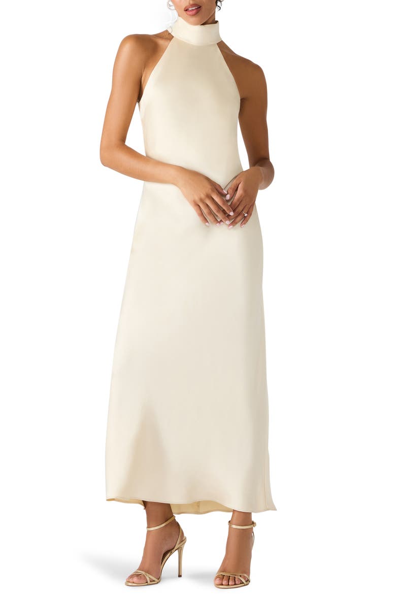 Lara Satin Bias Cut Maxi Dress, Main, color, CREAM