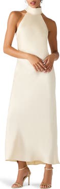 Steve Madden Lara Satin Bias Cut Maxi Dress