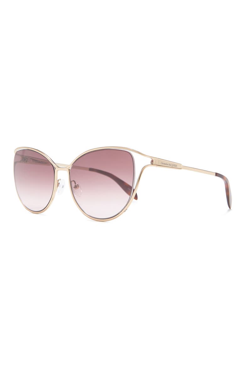 Alexander McQueen 58mm Cat Eye Sunglasses, Alternate, color, GOLD GOLD VIOLET/GDR