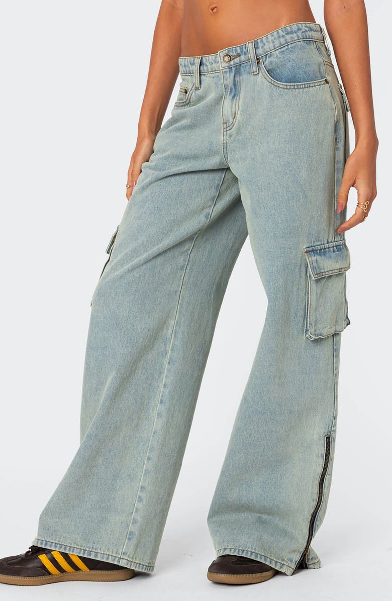 EDIKTED Andi Cargo Jeans, Alternate, color, Light-Blue