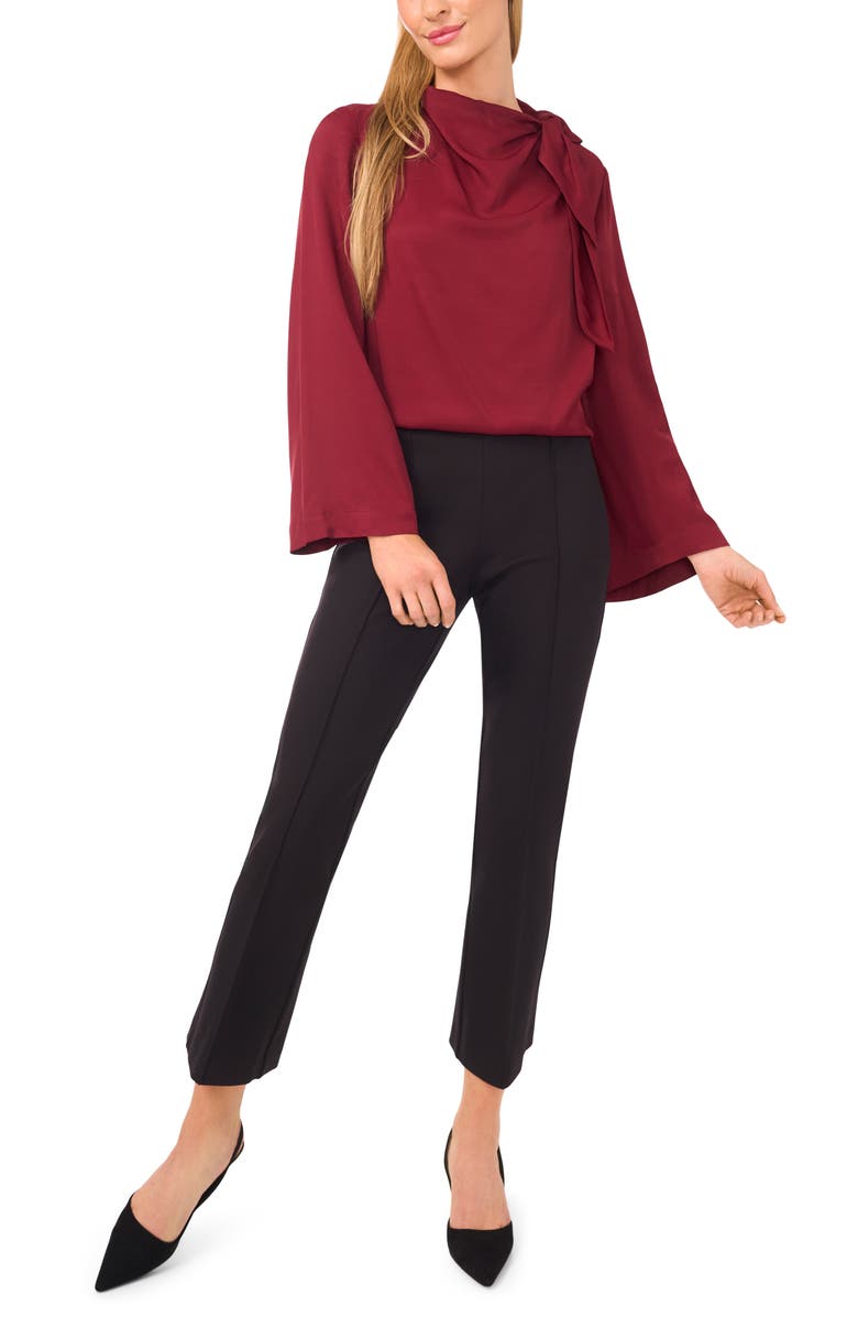 Ted Baker Tie Neck Twill Top, Alternate, color, Tawny Port