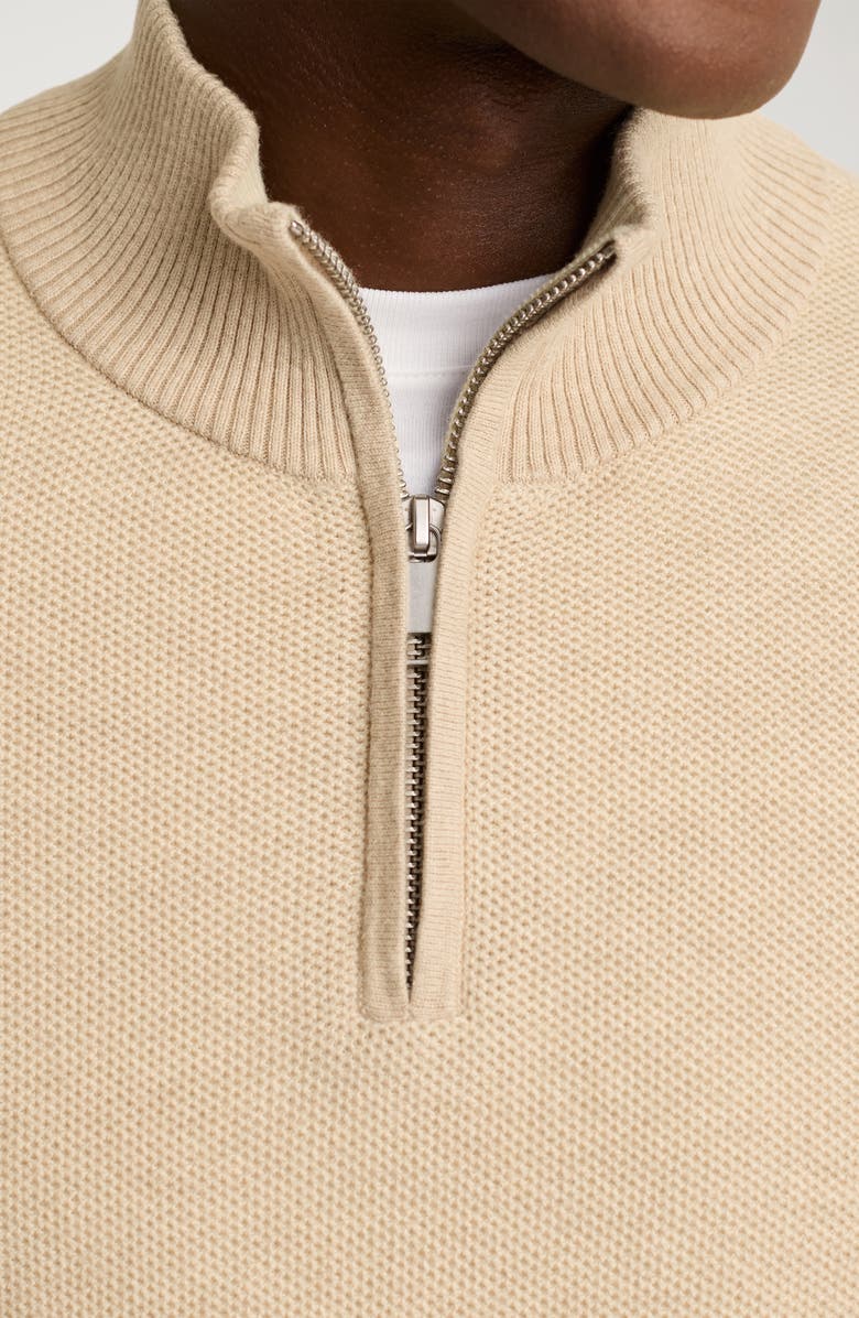 Bonobos Honeycomb Cotton & Cashmere Quarter Zip Sweater, Alternate, color, Full Cream Sable