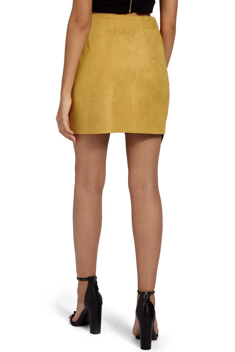 Double Zip Faux Suede Miniskirt, Alternate, color, MUSTARD