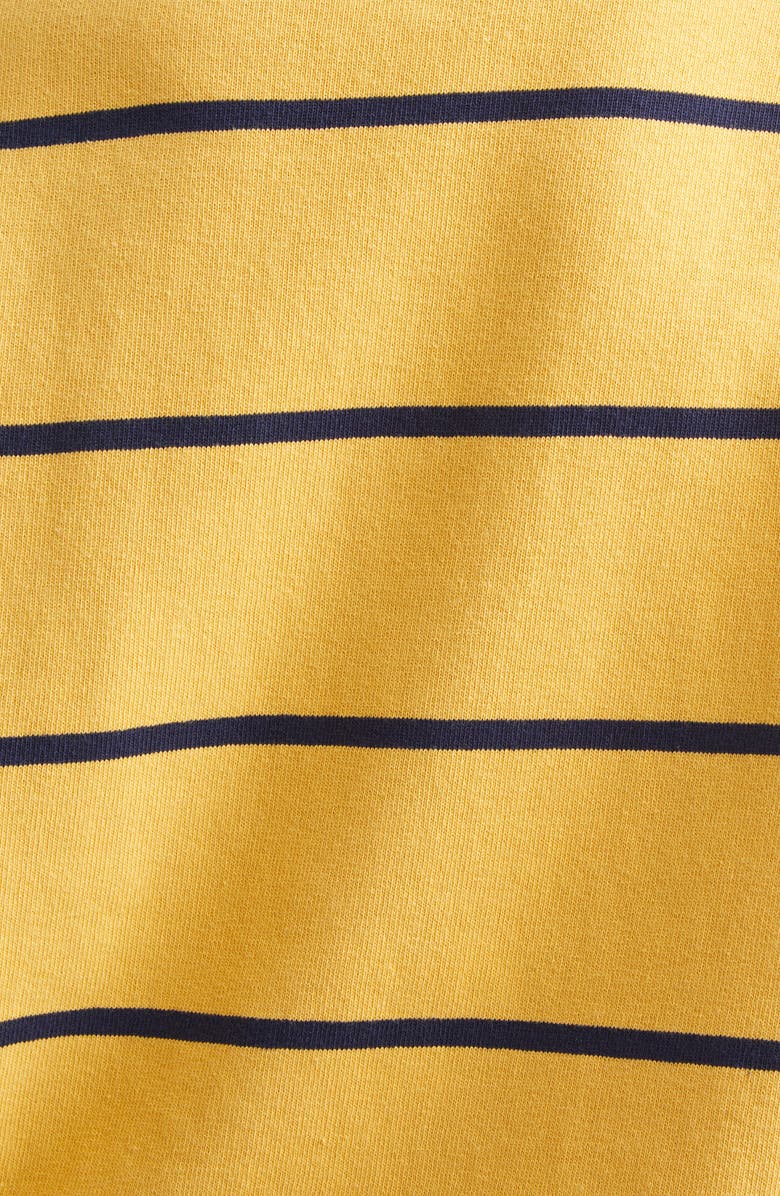 Sporty & Rich Serif Logo Embroidered Cotton Long Sleeve Rugby Polo, Alternate, color, Faded Gold/ White/ Dark Navy