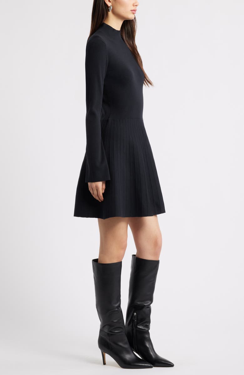 Open Edit Mock Neck Long Sleeve Sweater Dress, Alternate, color, Black