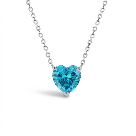 Prong CZ Birthstone Heart Necklace